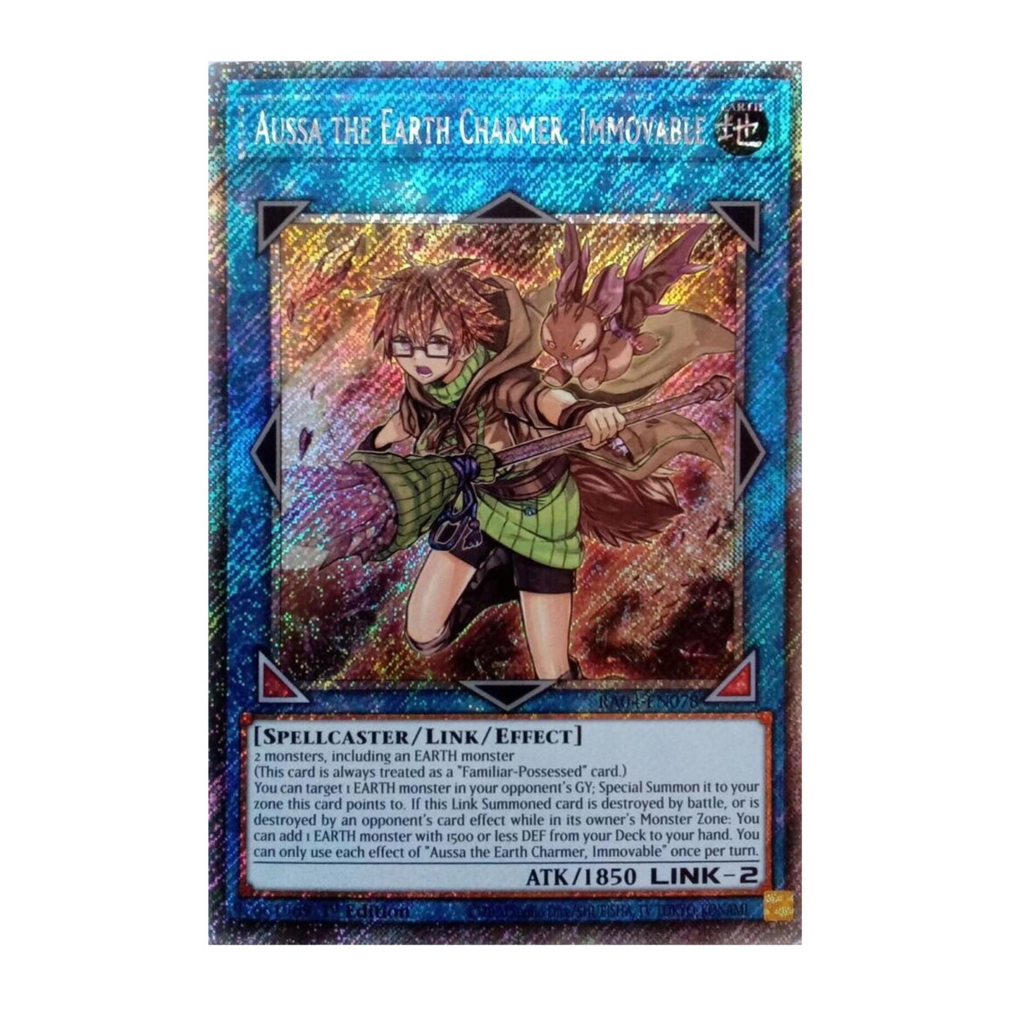 Yu-Gi-Oh! Aussa the Earth Charmer, Immovable (Platinum Secret Rare) - Quarter Century Stampede