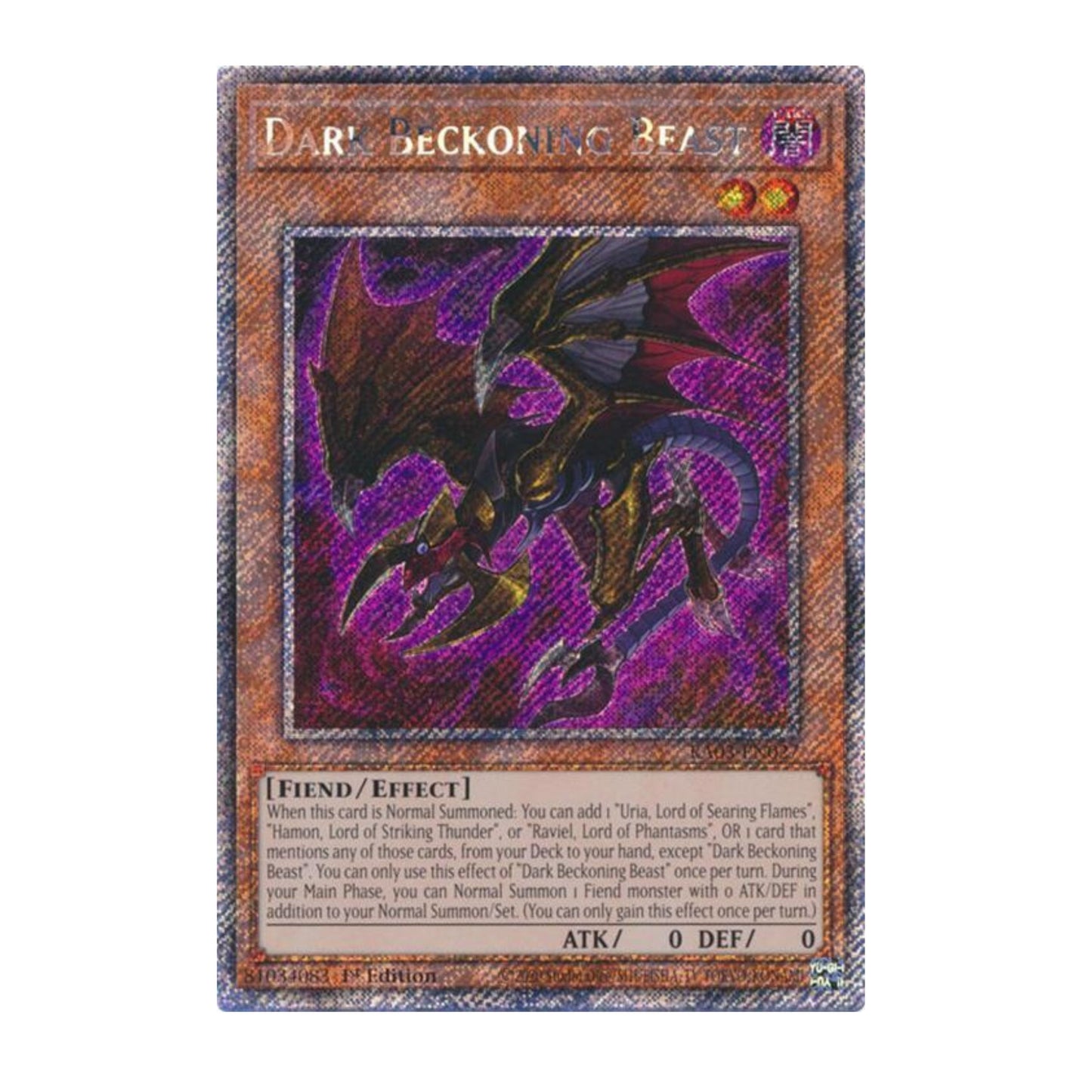 Yu-Gi-Oh! Dark Beckoning Beast (Platinum Secret Rare) - Quarter Century Bonanza