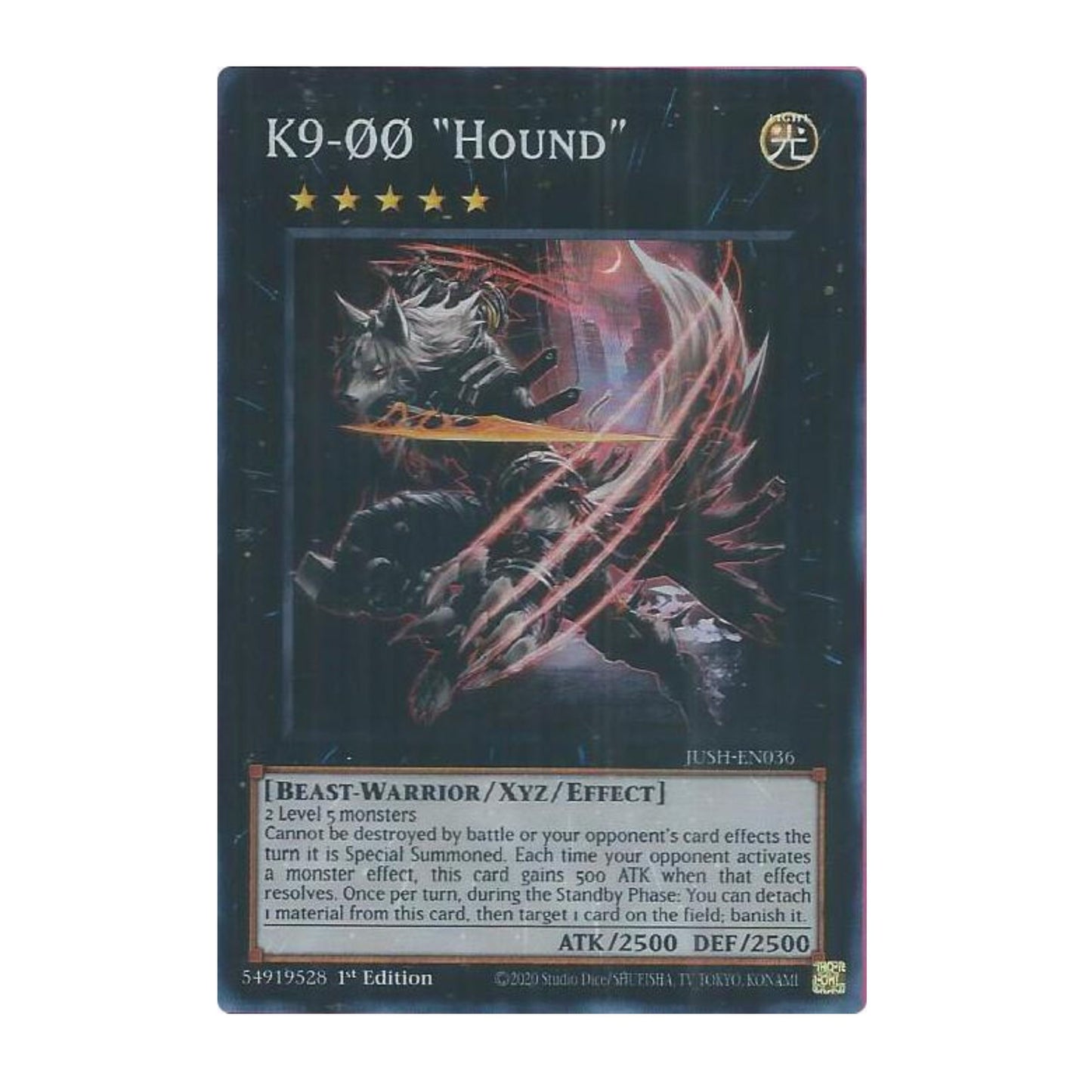 Yu-Gi-Oh! K9-00 "Hound" (Super Rare) - Justice Hunters (JUSH)