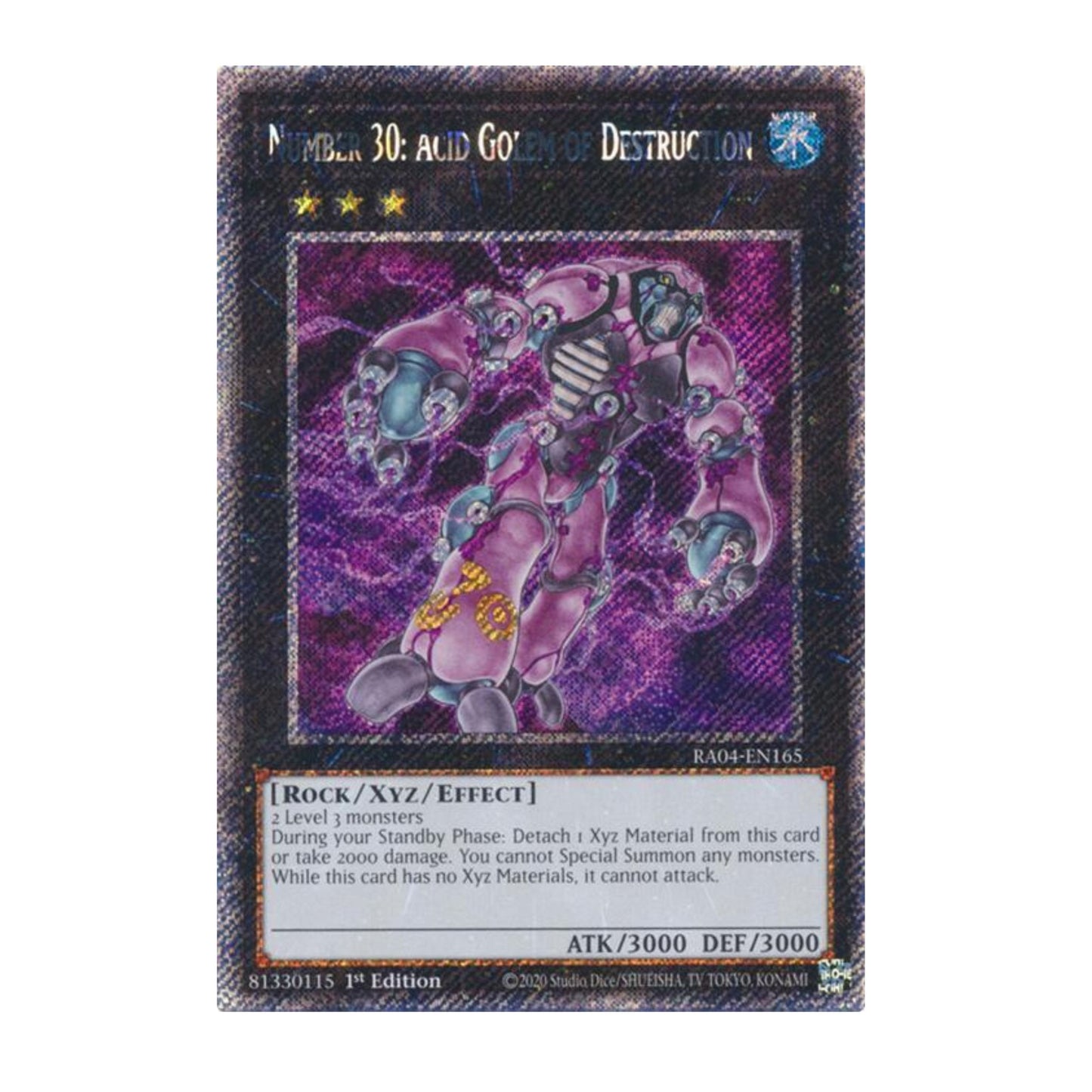 Yu-Gi-Oh! Number 30: Acid Golem of Destruction (Platinum Secret Rare) - Quarter Century Stampede