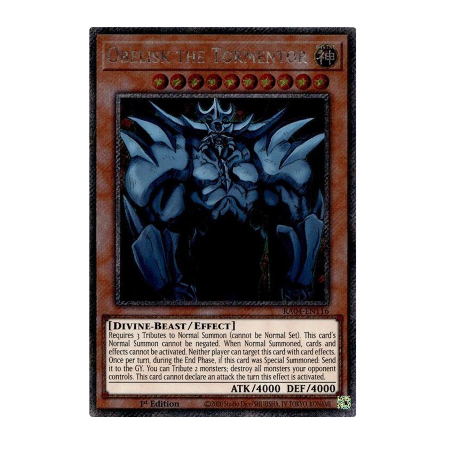 Yu-Gi-Oh! Obelisk the Tormentor (Platinum Secret Rare) - Quarter Century Stampede