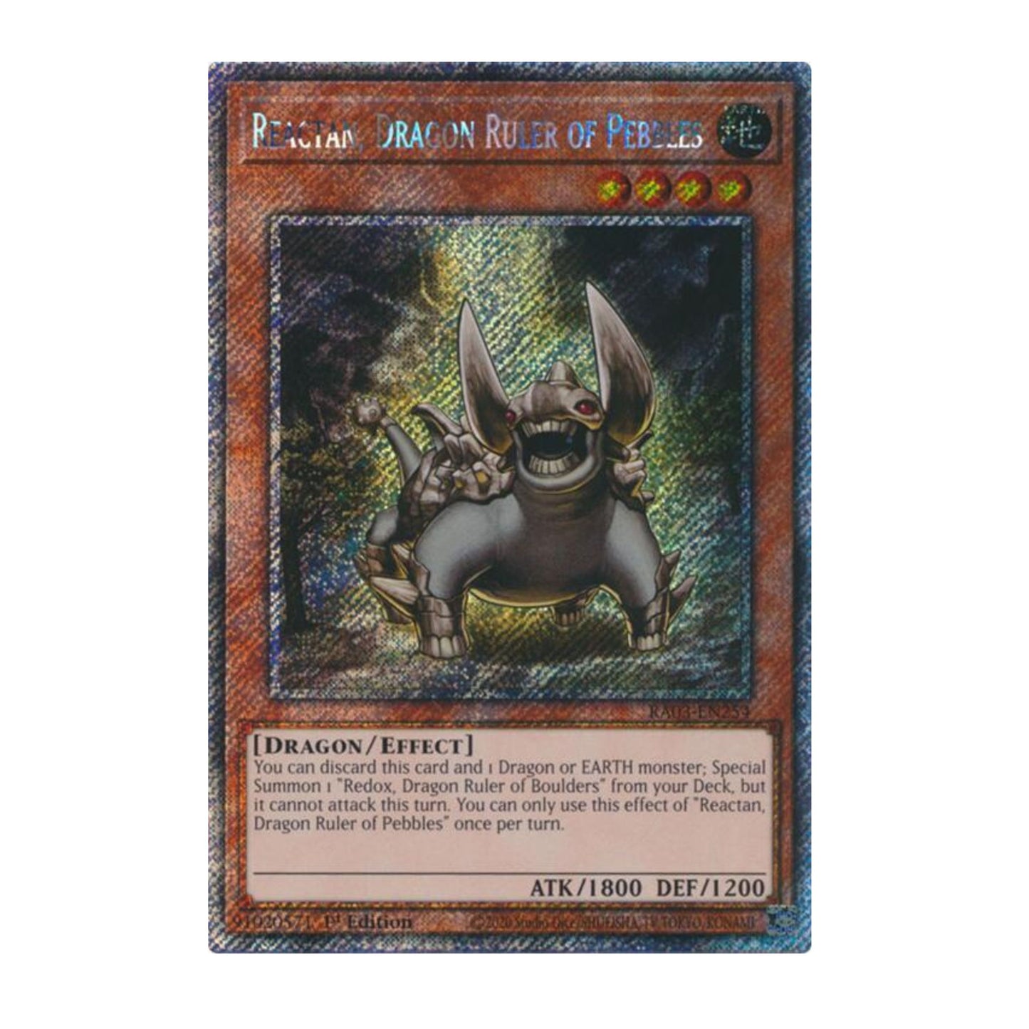 Yu-Gi-Oh! Reactan, Dragon Ruler of Pebbles (Platinum Secret Rare) - Quarter Century Bonanza