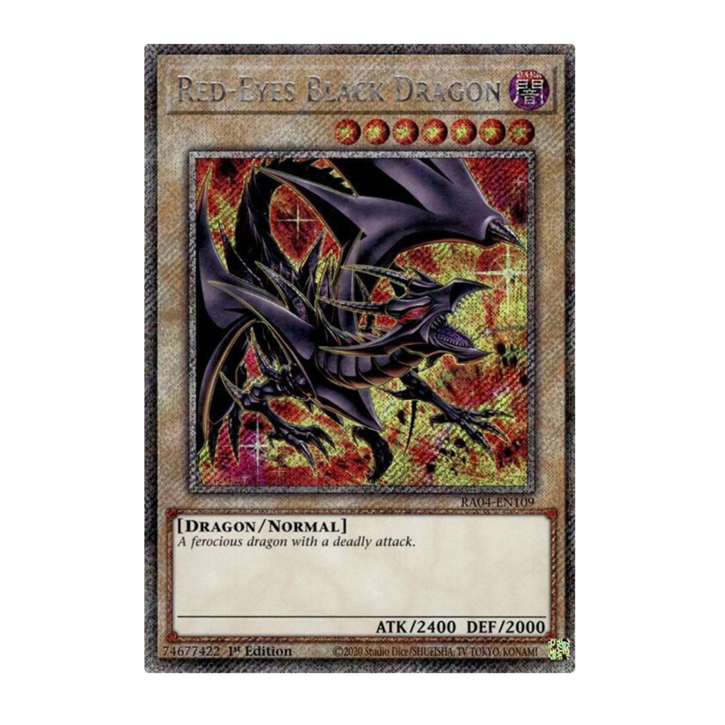 Yu-Gi-Oh! Red-Eyes Black Dragon (8th Art) (Platinum Secret Rare) - Quarter Century Stampede