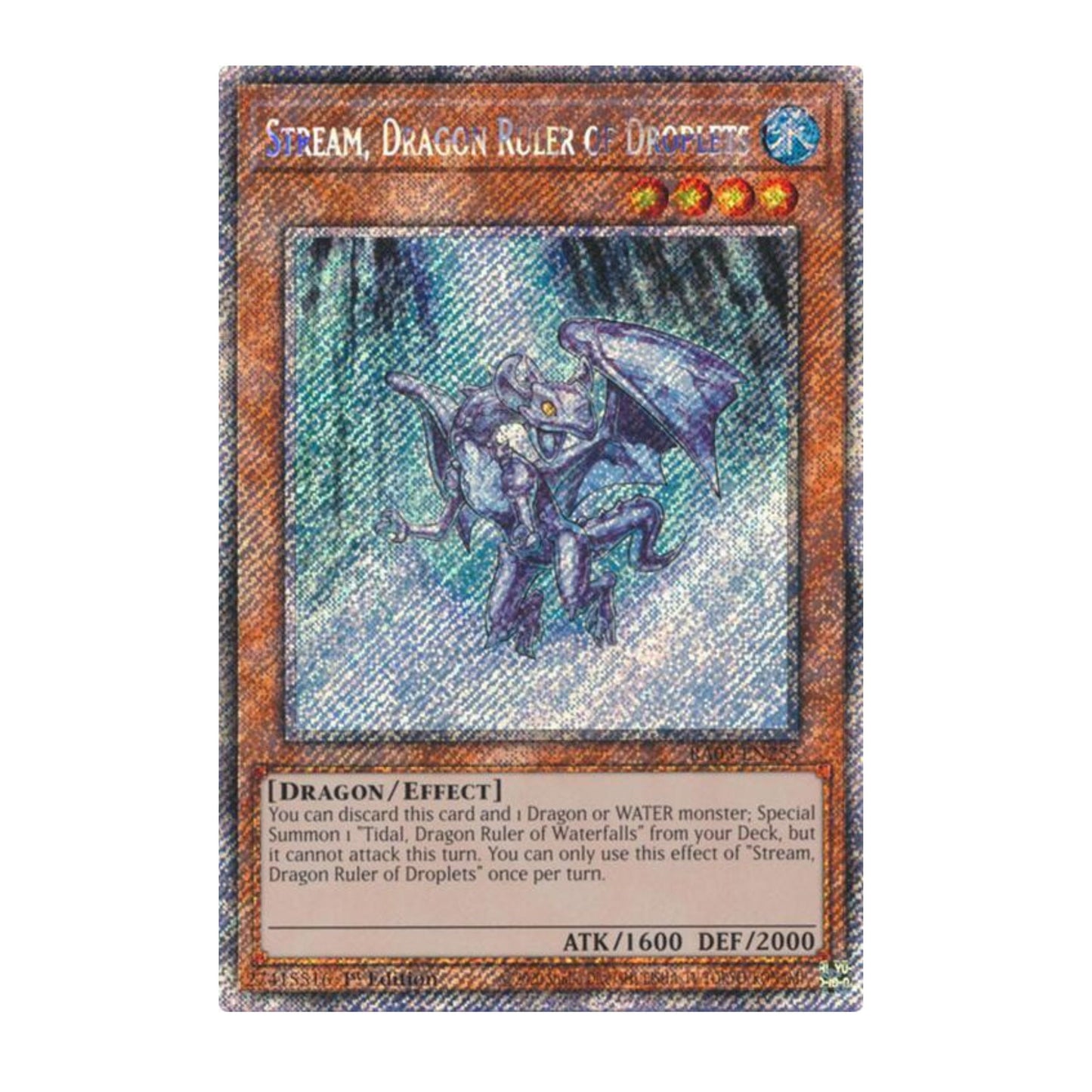 Yu-Gi-Oh! Stream, Dragon Ruler of Droplets (Platinum Secret Rare) - Quarter Century Bonanza
