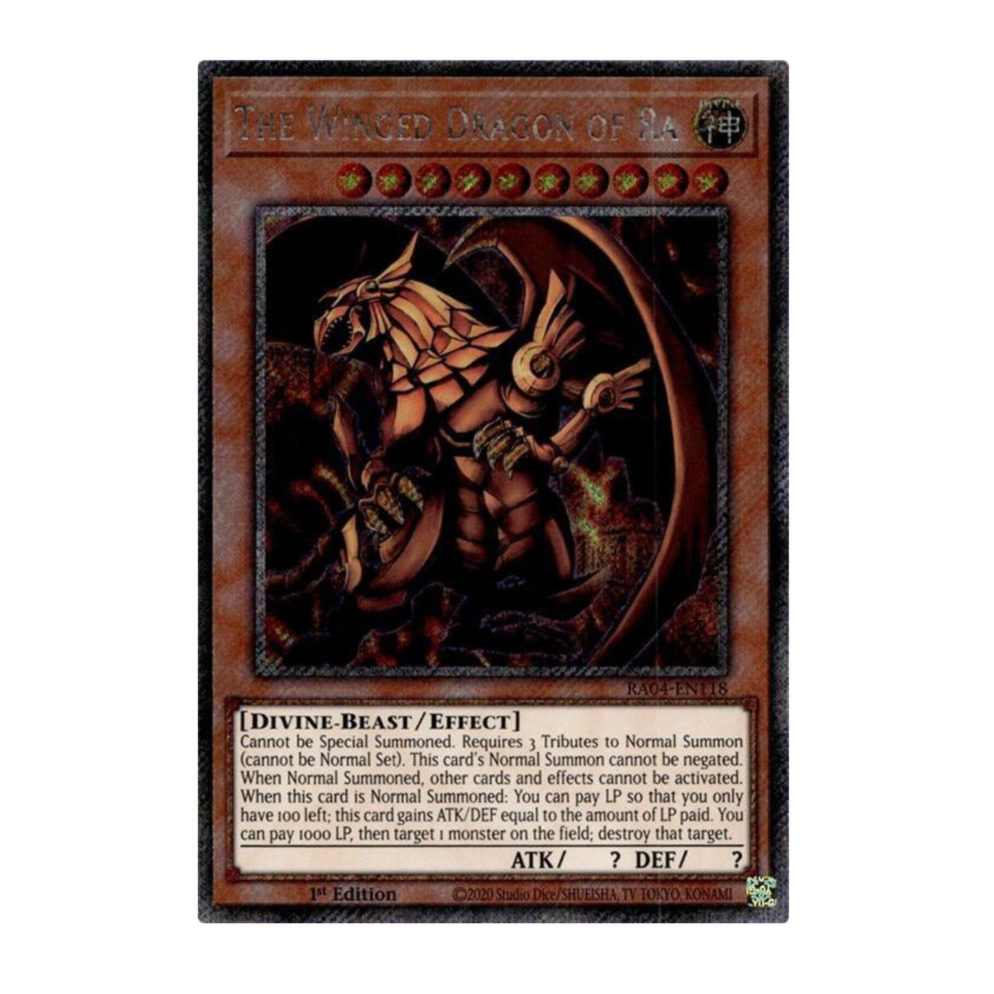 Yu-Gi-Oh! The Winged Dragon of Ra (Platinum Secret Rare) - Quarter Century Stampede