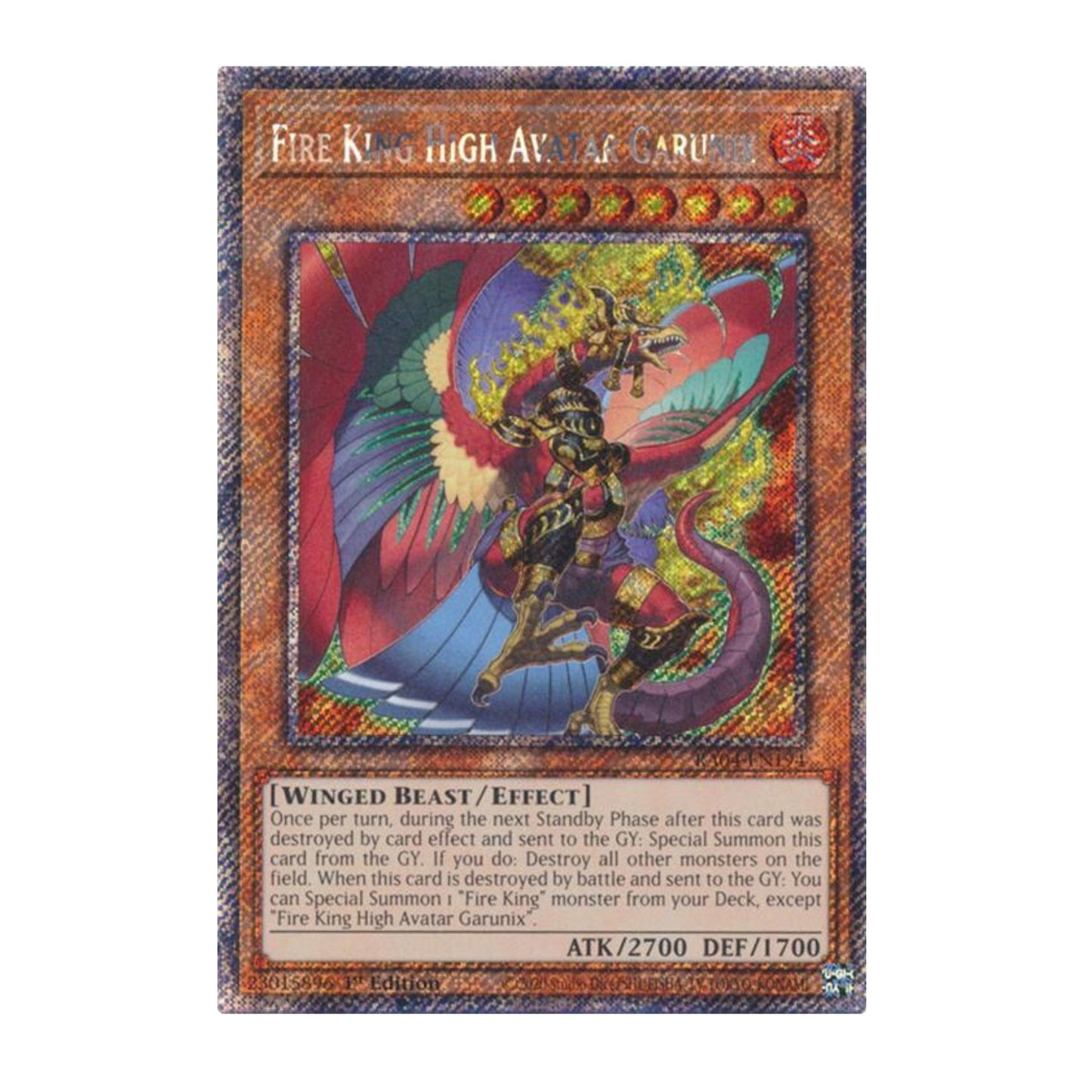 Yu-Gi-Oh! Fire King High Avatar Garunix (Platinum Secret Rare) - Quarter Century Stampede